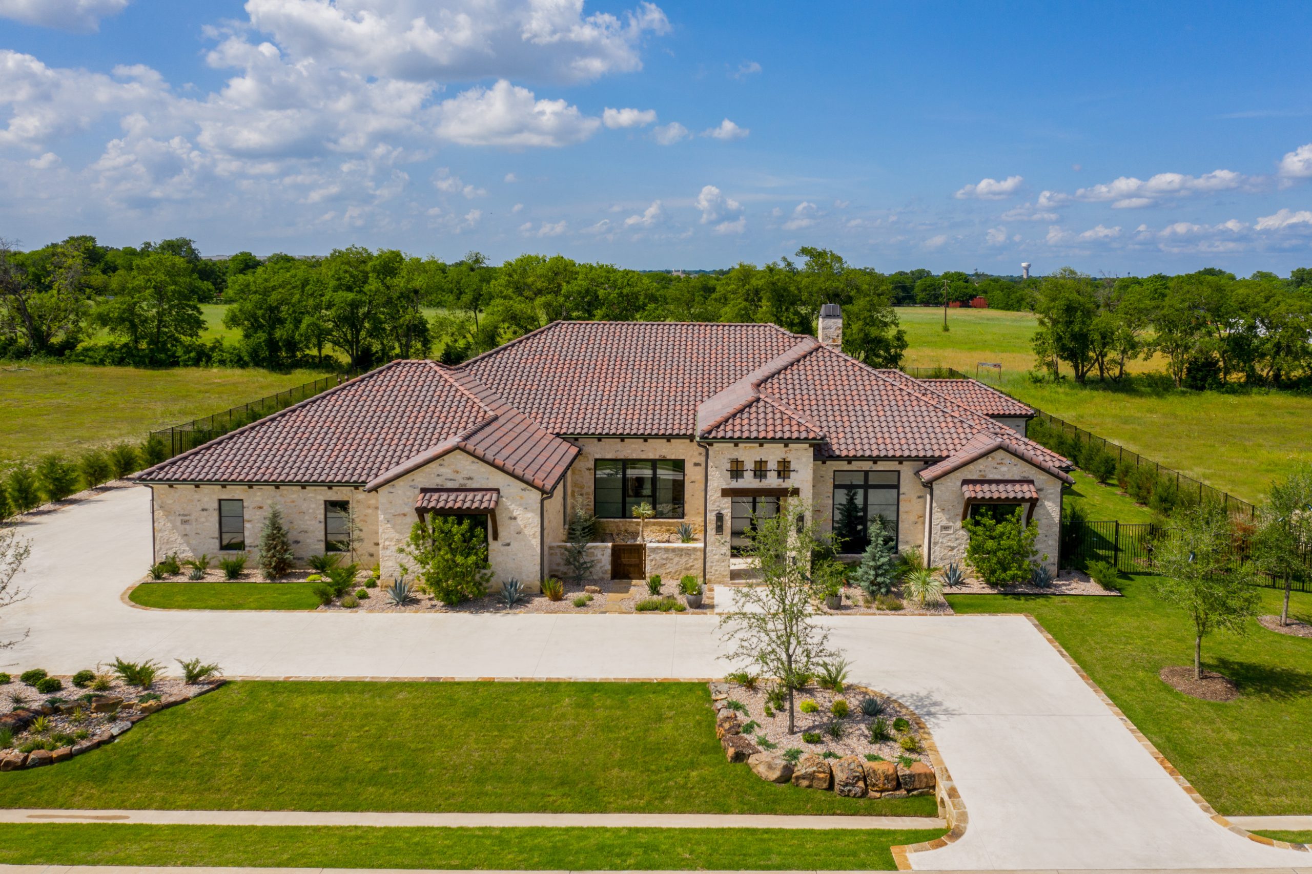 low altitude drone photo of single family home