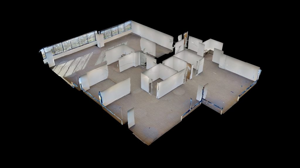 Dollhouse view from a 3D Matterport tour of a retail space