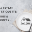 image of a table setting with a house on the plate and text reading, "Real Estate Etiquette: Dos & Don'ts"