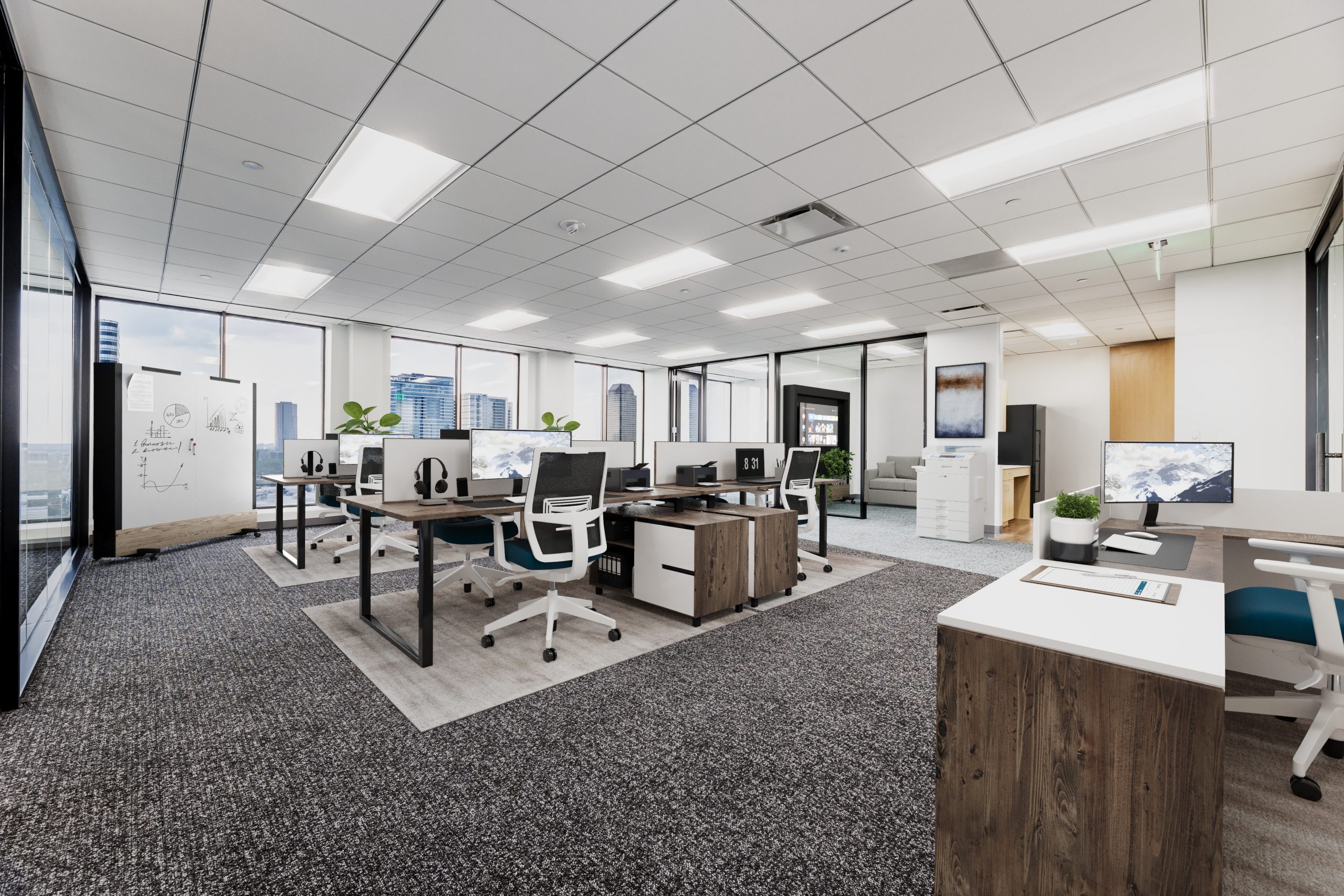 Virtually staged commercial office space