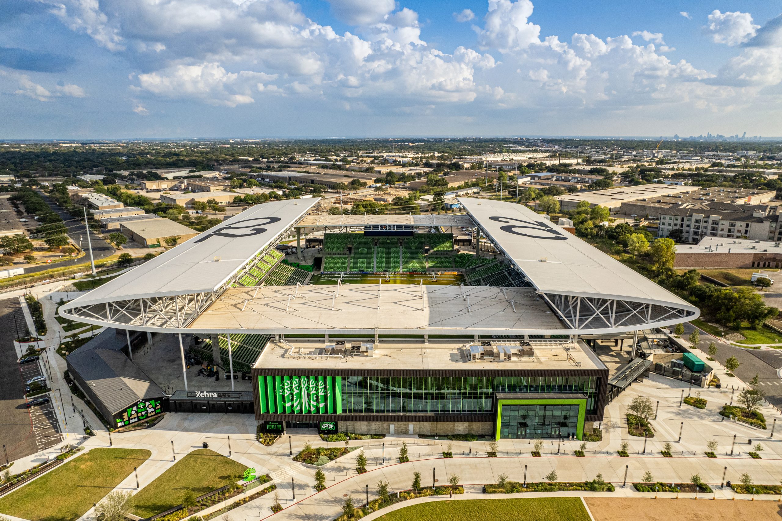 photo of Austin's Q2 stadium, taken by Square Foot Photography