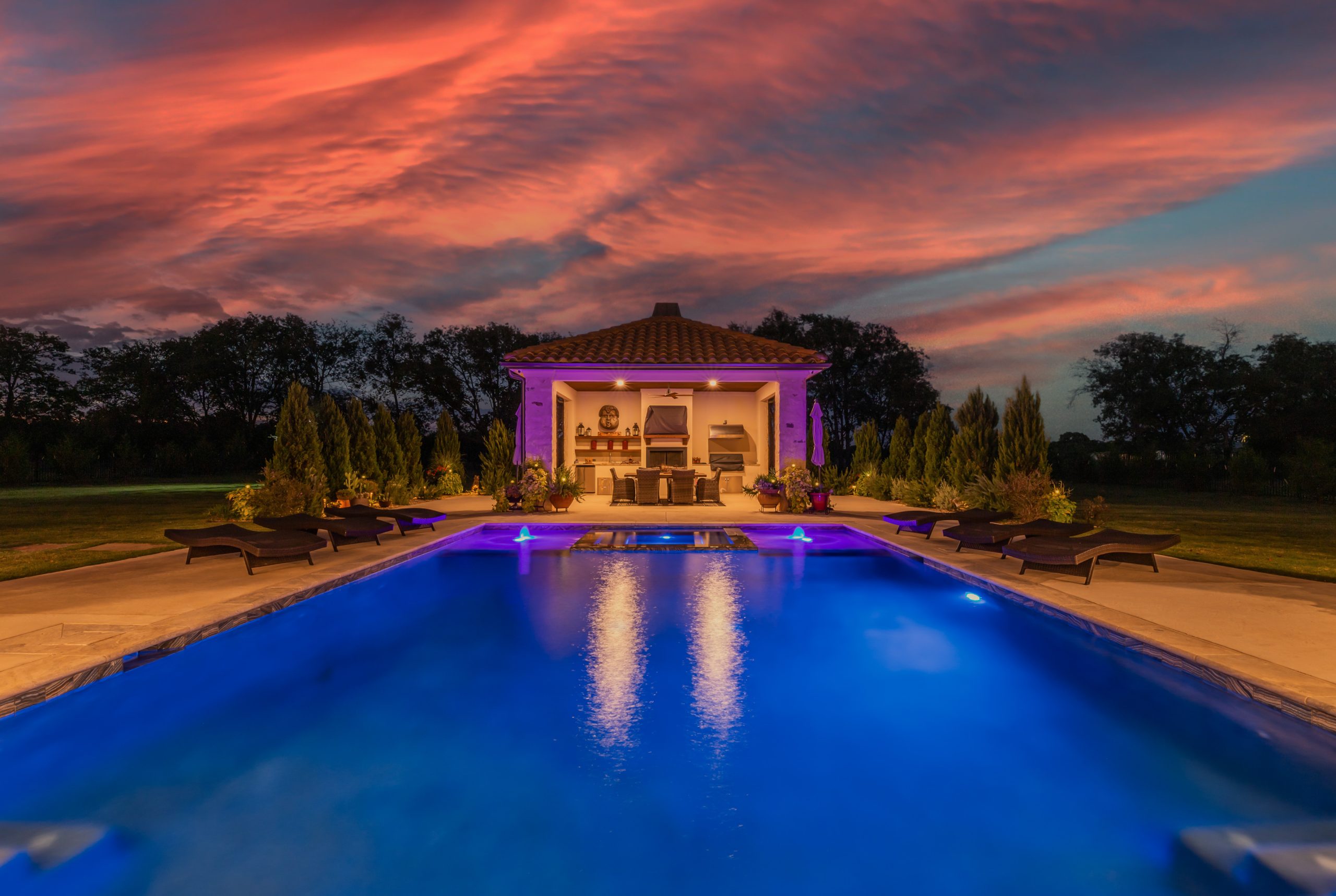 close up pool shot, twilight for summer photography