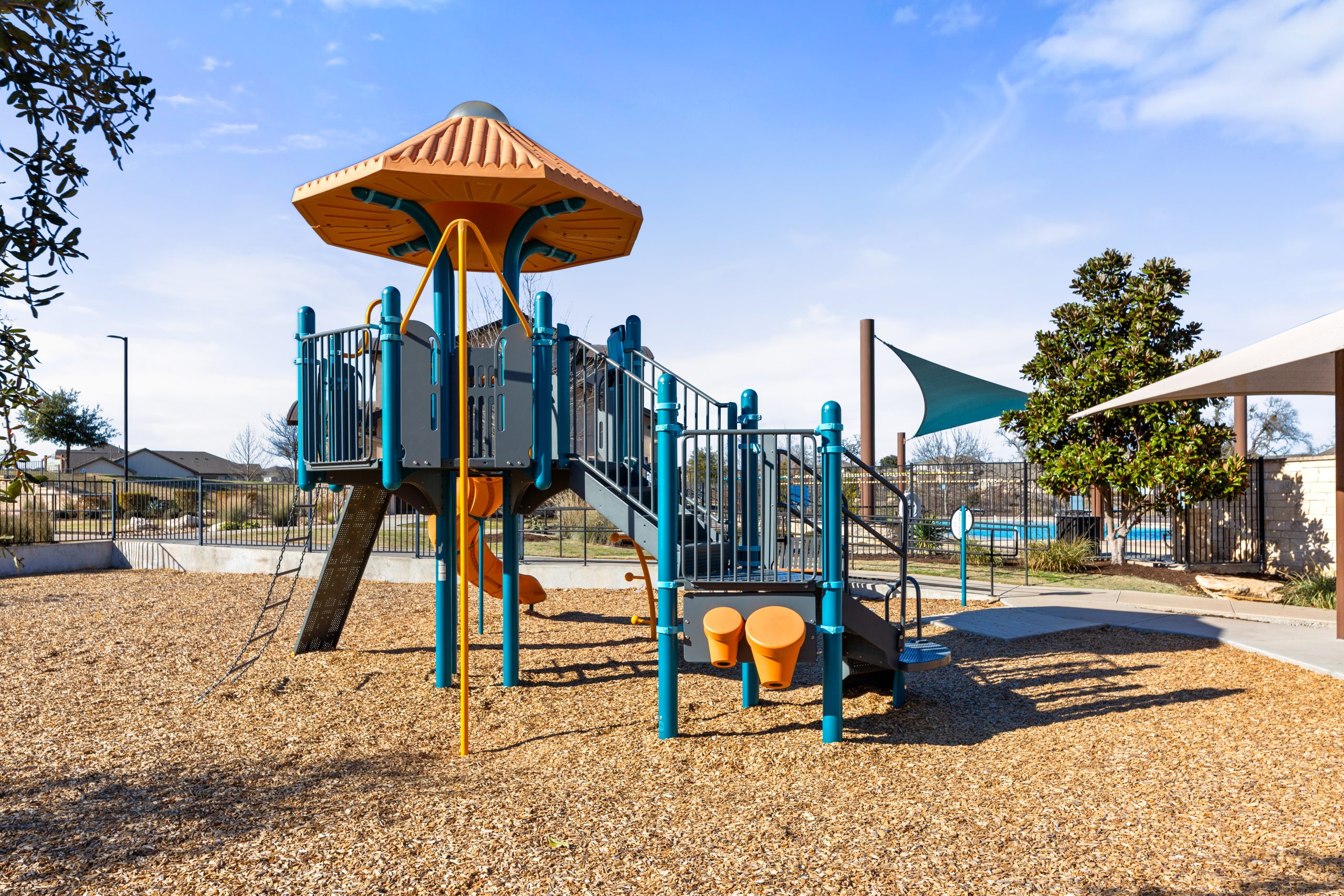 A community playground with activities for kids