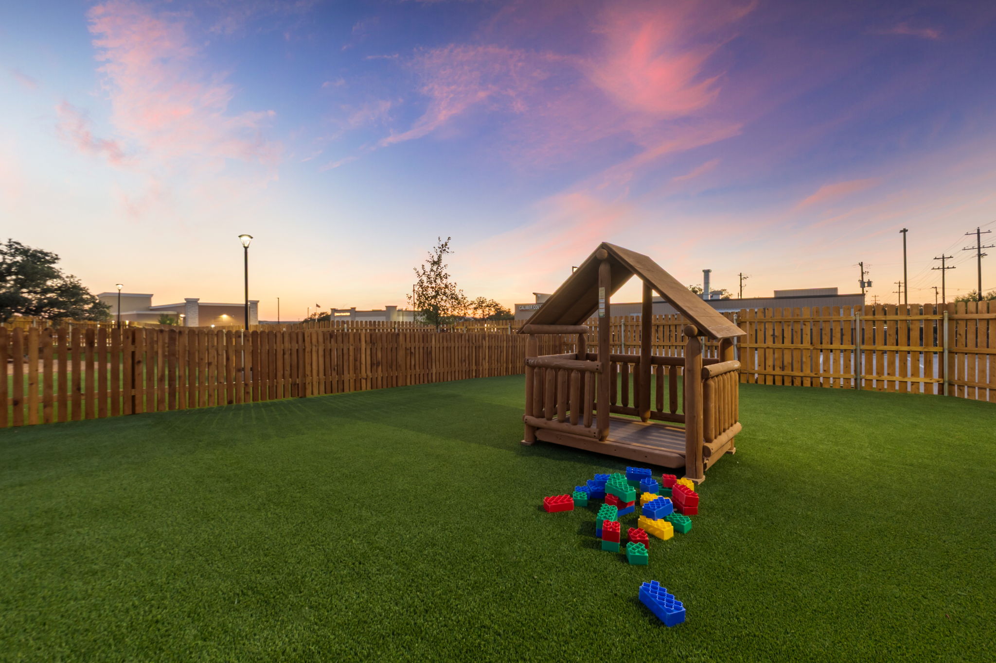 Mrs. Amy's Preschool - playground, twilight sky