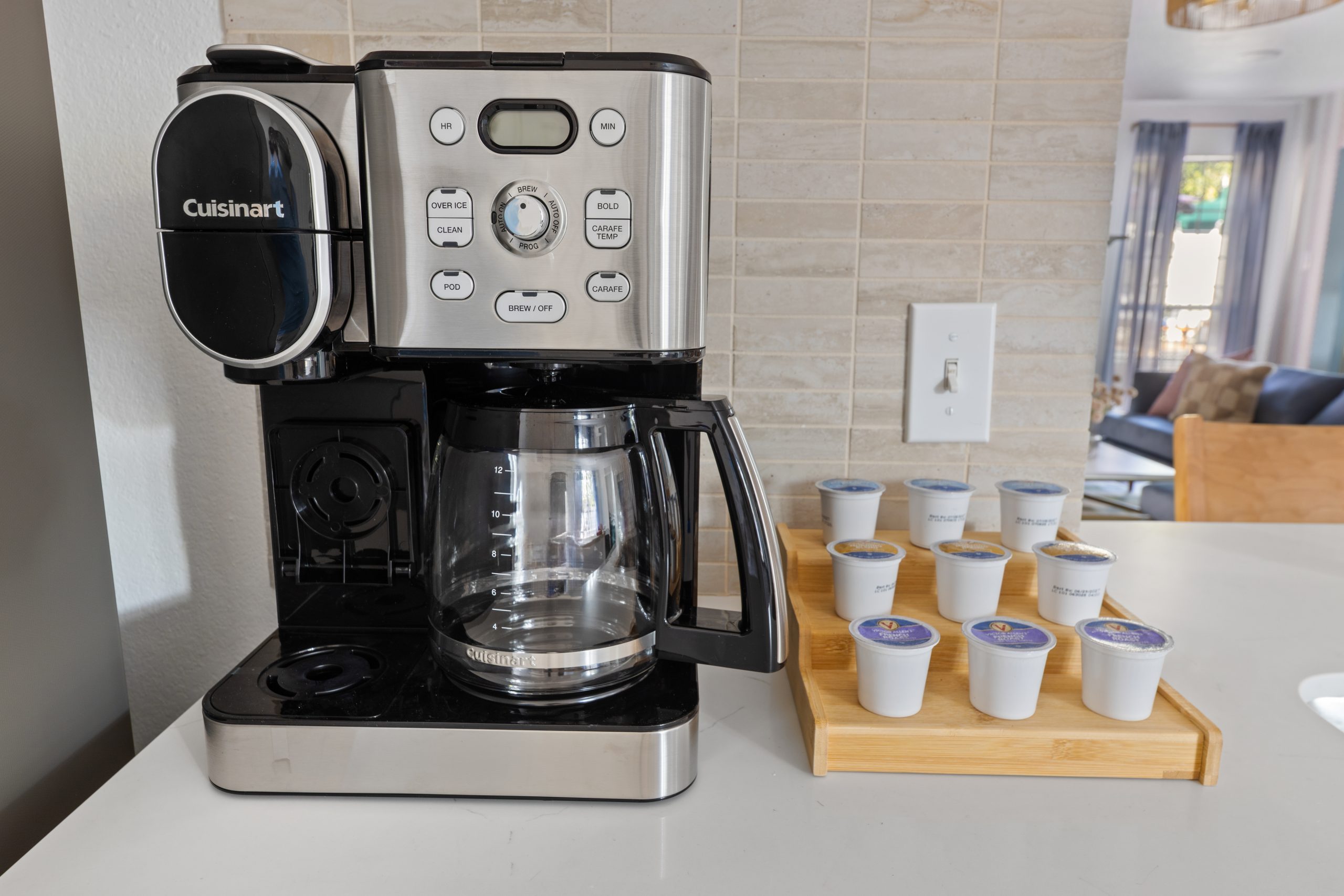 close up details of a coffee station in a rental property for great Airbnb photos