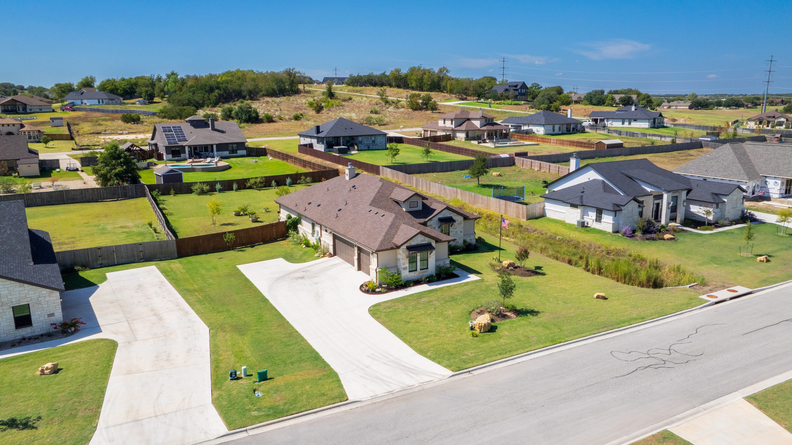 aerial view of residential neighborhood; home builder community photography for home builders; residential neighborhood with aerial view